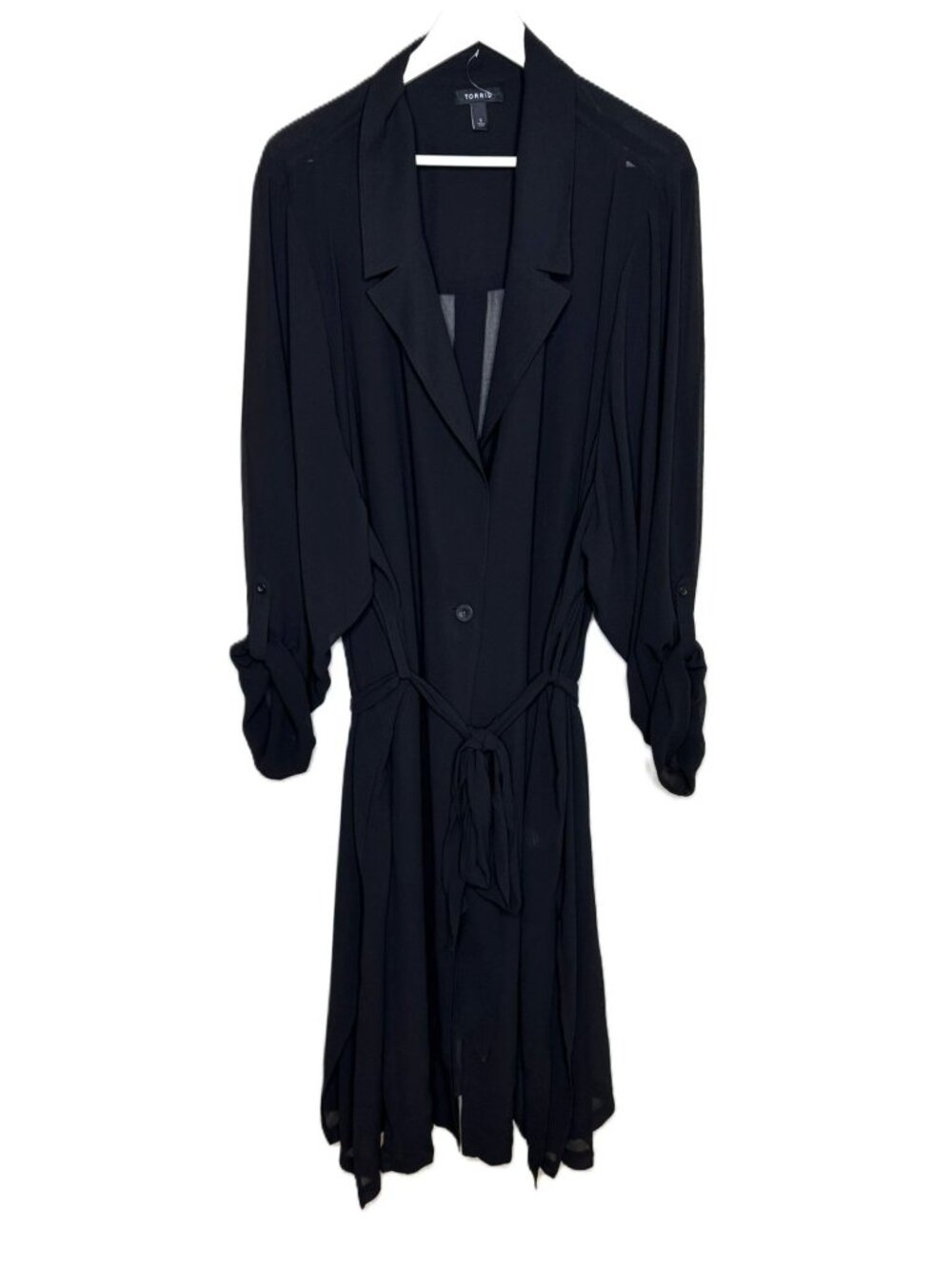 NWOT Torrid Sheer Black Collared Belted Duster Jacket Blazer, Size 6